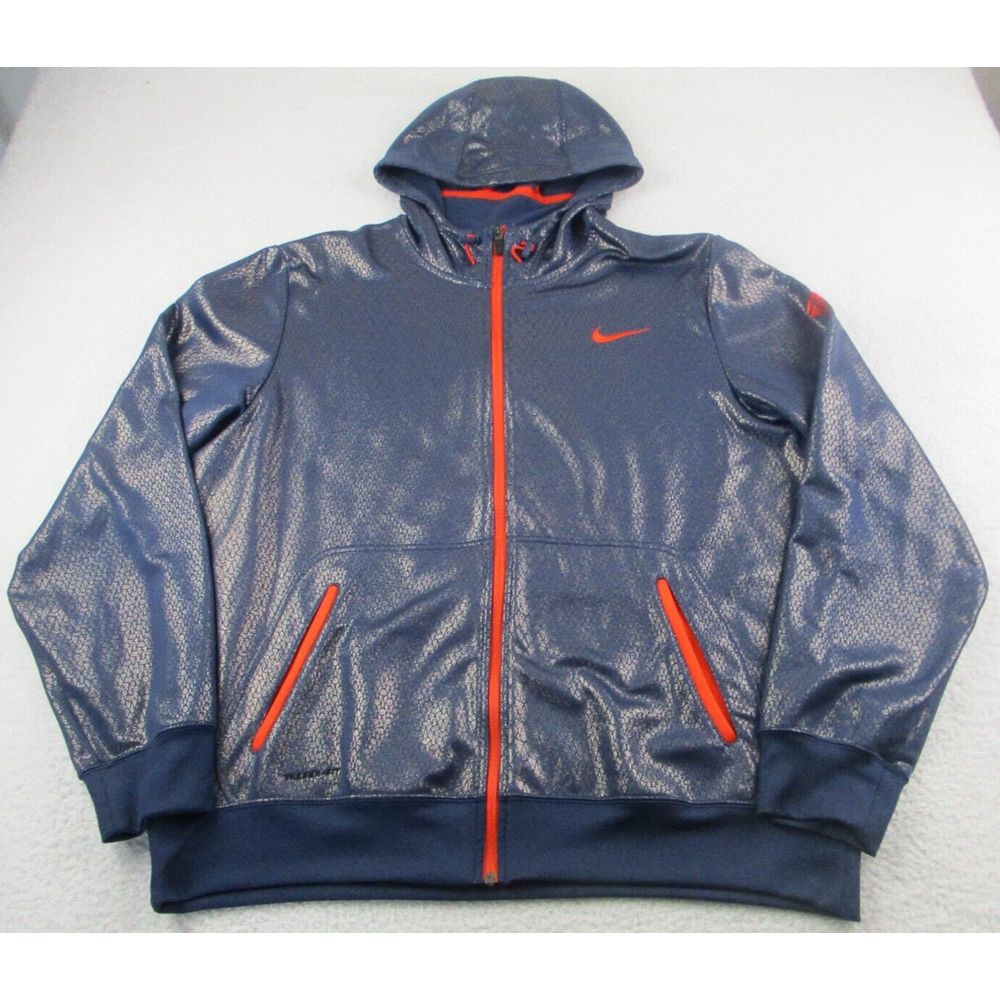 Nike Kobe Bryant Jacket Mens Xl Hood Blue Therma Fit Full Zip Metallic Deadstock